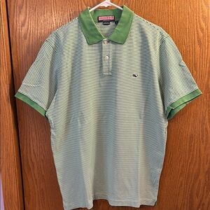 Vineyard Vines Green Striped Men's Polo Shirt size large.